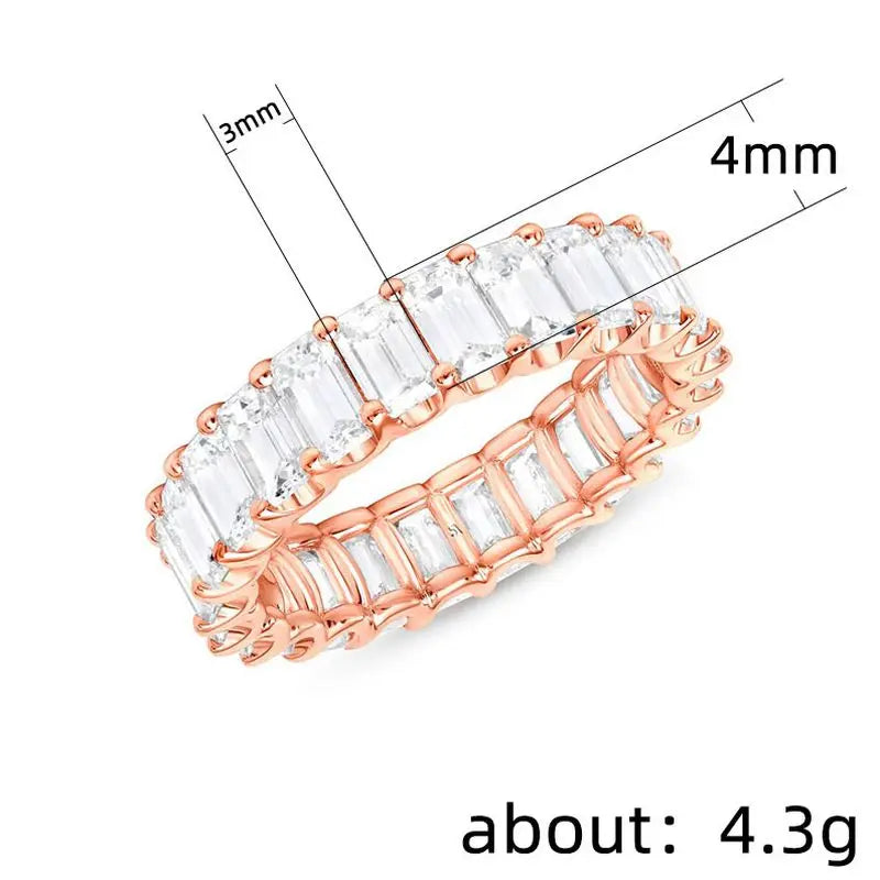 925 Sterling Silver Gorgeous Promised Ring Love Wedding Jewellery Full Paved Square Zircon