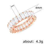 925 Sterling Silver Gorgeous Promised Ring Love Wedding Jewellery Full Paved Square Zircon