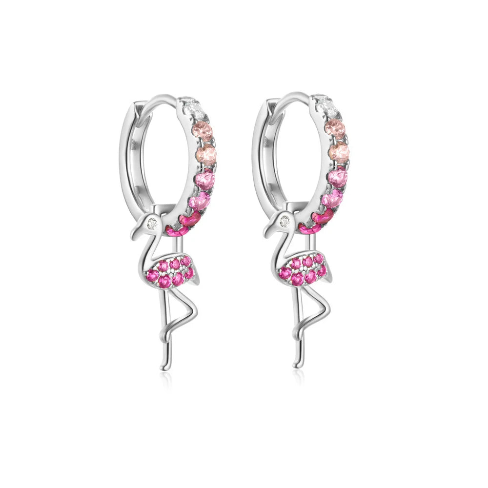 Cubic Zirconia Water Drop Hoop Earring Stainless Steel Geometry