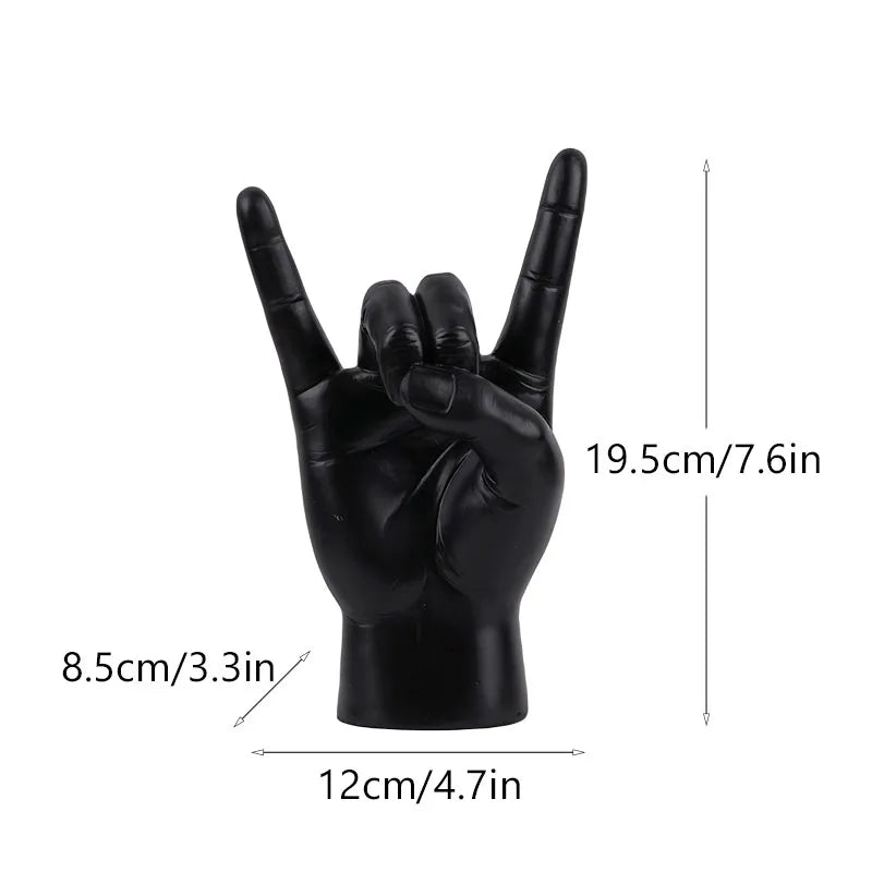 Resin Rock and Roll Gesture Hand Figurines Devil Horns Sculpture Tabletop Pop Art