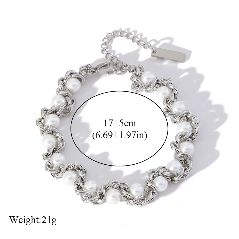 Metal Beads Heart Stainless Steel Bracelet Bangle Gold Colour Gift