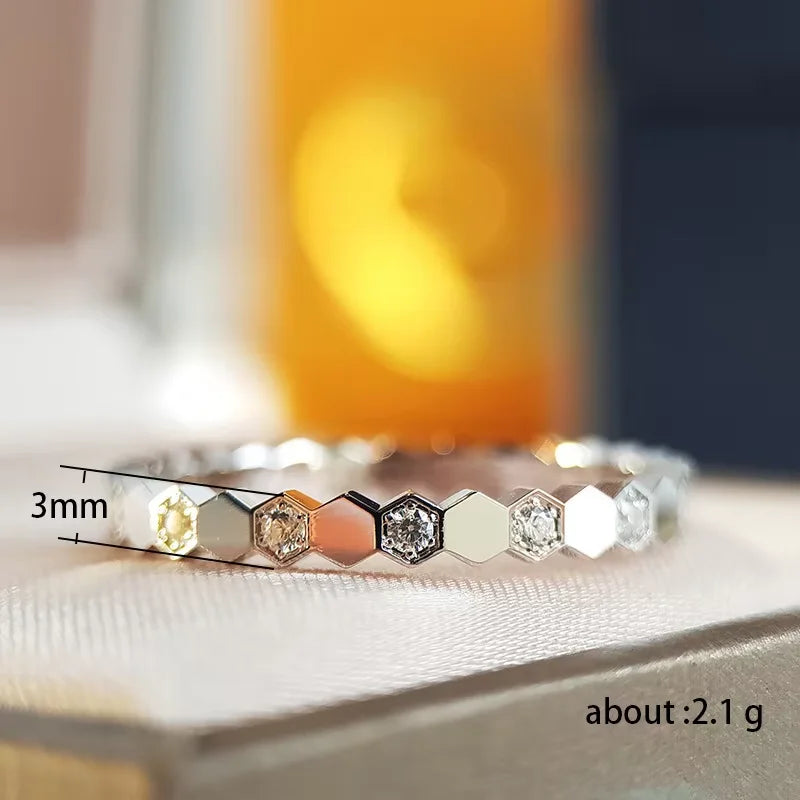 925 Sterling Silver Vintage Geometric Shape Zircon Rings For Women Gift Match Daily Party High Quality Fine Jewelry Accessories