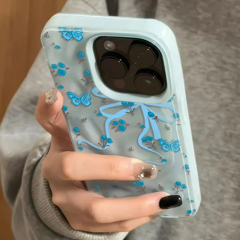 Pink Butterfly Rose Floral Case for iPhone 17 16 15 14 13 12 11 Pro Max Plus