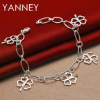 925 Sterling Silver Four-Leaf Clover Bracelet Women Party Jewellery Gift