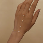 AIDE 100% Plata 925 Sterling Silver Full Zircon Round Bezel Sparking Diamond Hand Chain Bracelet For Women Rings Pulseras Jewel