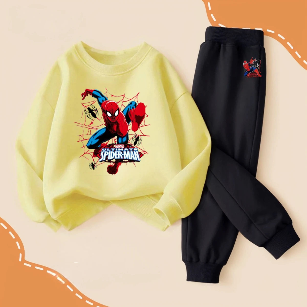Kids Spiderman Pullover & Long Pants Two Piece Suit Children's Sweatsuit