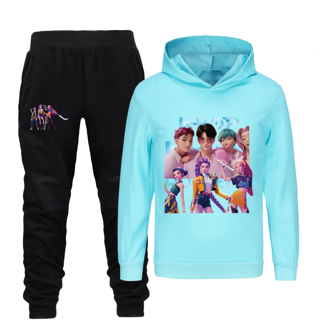 Kids Kpop Demon Hunters Hoodie and Pants 2pcs Set Boys Girls Tracksuit Outfit