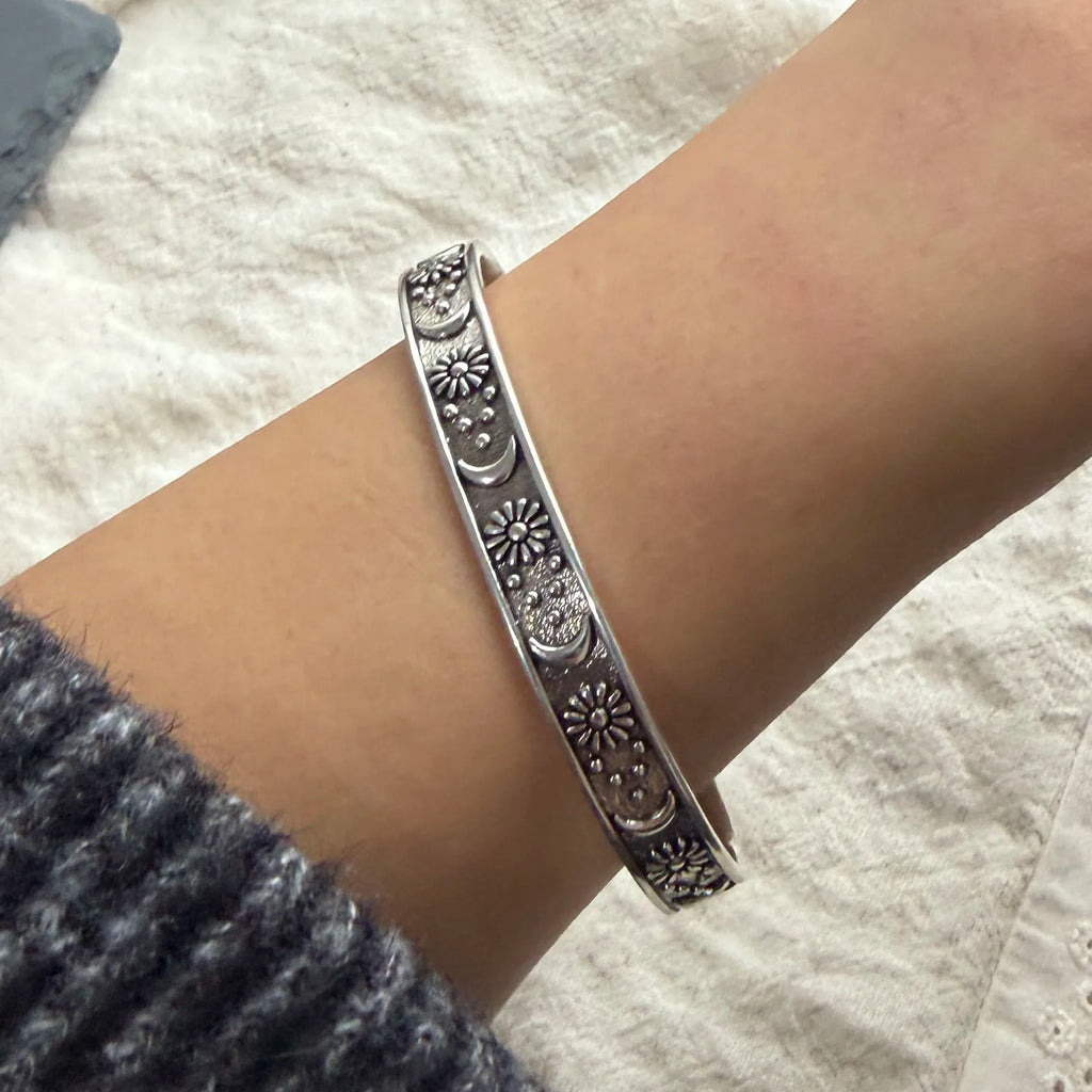 100% Solid 925 Sterling Silver Metal Bracelet for Women Men Vintage Black Stone Letters Handmade Simple Birthday Gift