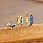 3PCS Trendy Round Circle Hoop Earrings Square Stud Cartilage Piercing
