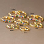 2PCS Minimal Crystal Zirconia Stainless Steel Hoop Earrings Huggie