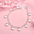 925 Sterling Silver 8-inch Delicate Round Bracelet Women Wedding Jewellery Gift