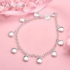 925 Sterling Silver 8-inch Delicate Round Bracelet Women Wedding Jewellery Gift