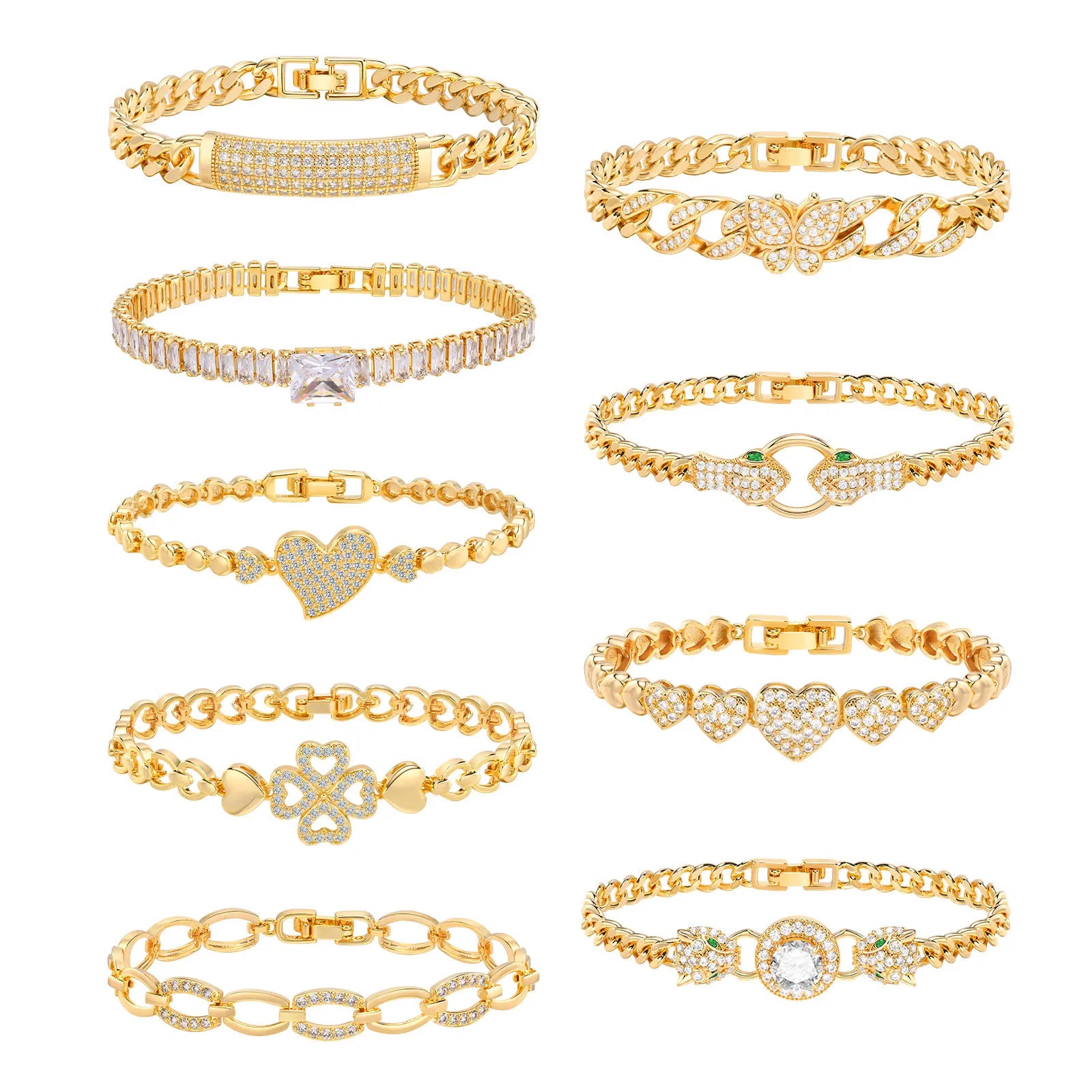 Pave Cubic Zirconia Chain Bracelet for Women, Simple Gold Plated Dainty Jewelry Gift