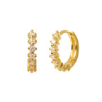 New Design Stainless Steel Zirconia Hoop Earrings Gold Colour Pendant