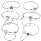 Original 925 Silver Bracelet Original Clover Heart Snake Chain Bracelets Fit Charms Beads Jewelry Gift Diy For Woman Wedding