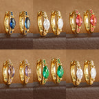 Circle Round Hoop Earrings Women Colorful Zircon Stainless Steel
