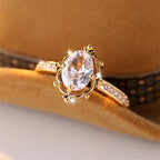 Delicate Female Oval Stone White Zircon Wedding Bands Antique Gold Color Promise Engagement Rings For Women Mothers Day Jewelry