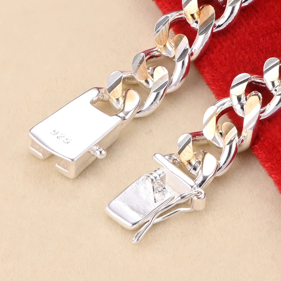 10mm Gold & Silver Chain Bracelet Men Women Noble Wedding Fashion Jewellery