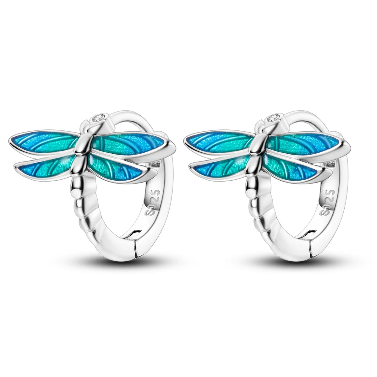 925 Sterling Silver Blue Leaf Plant Ear Studs Hoop Earrings Jewellery Gift