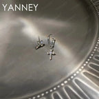 925 Sterling Silver Cross Zircon Stud Earrings Men Women Sparkling Jewellery