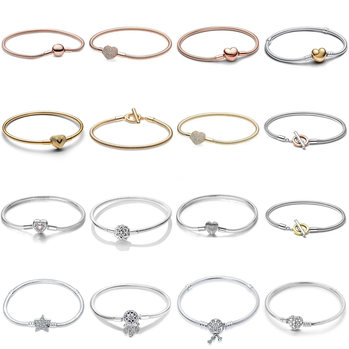 Real 925 Sterling Silver 17-20CM Snowflake Dreamcatcher Star Original Bracelet Fit For Wedding Fine Jewelry DIY Making