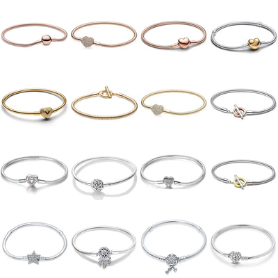 Real 925 Sterling Silver 17-20CM Snowflake Dreamcatcher Star Original Bracelet Fit For Wedding Fine Jewelry DIY Making