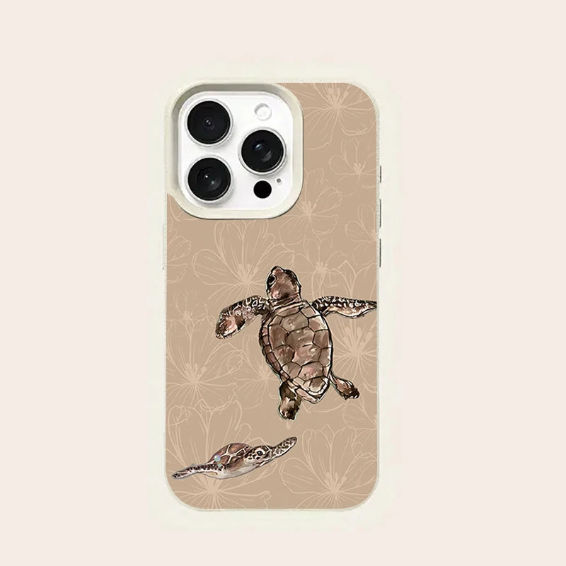 Patterned Turtle Lychee Case for iPhone 17 16 15 14 13 12 Pro Max