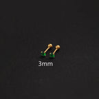 2PC Luxury Green Zircon 4 Claw Stud Earrings Body Piercing Jewelry