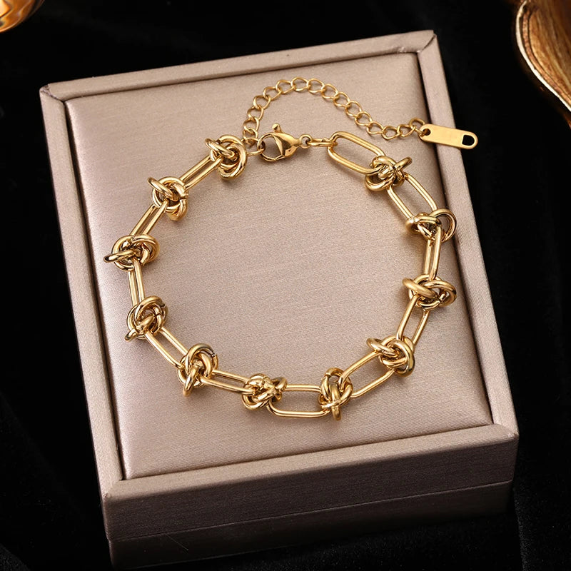 Gold Colour Stainless Steel Link Chain Bracelet Non-Fading Jewellery