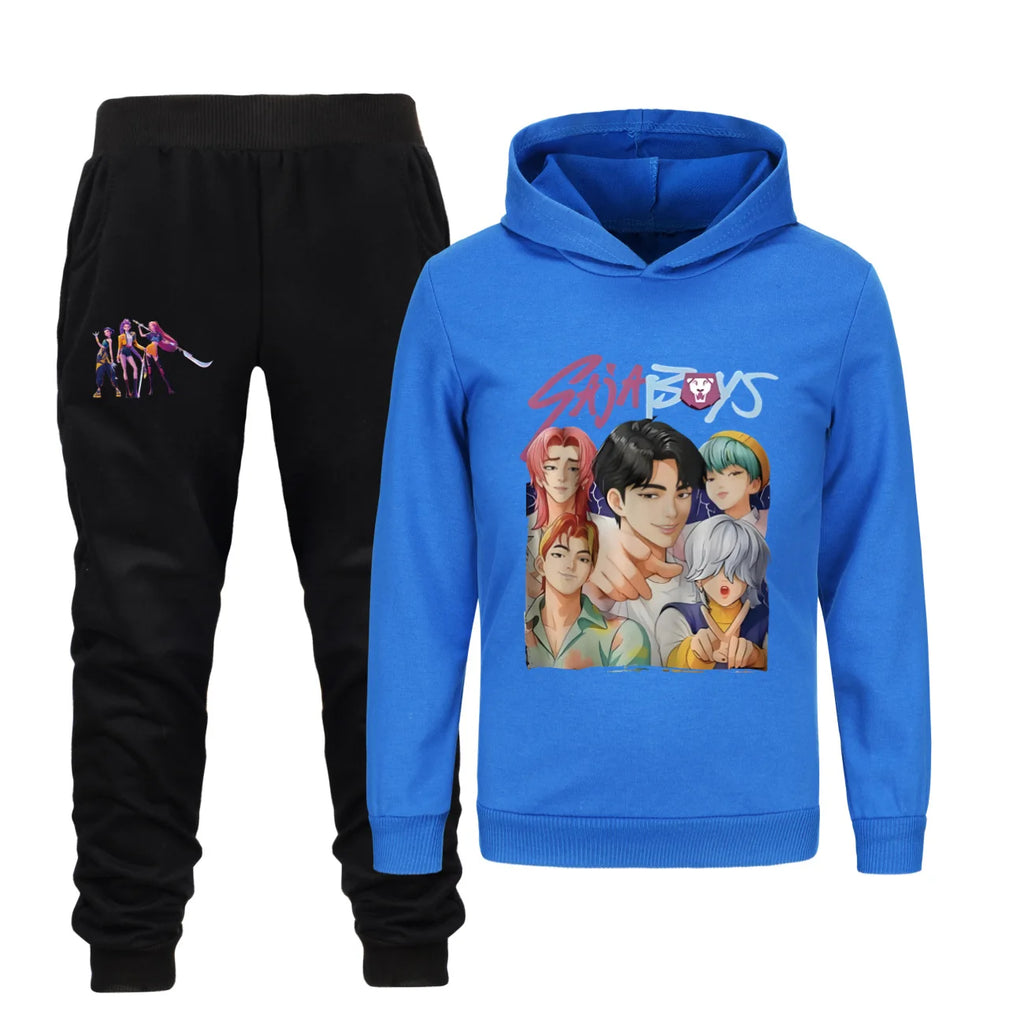 Spring Kids Kpop Demon Hunters Hoodie & Pants Set Rumi Mira Zoey Tracksuit