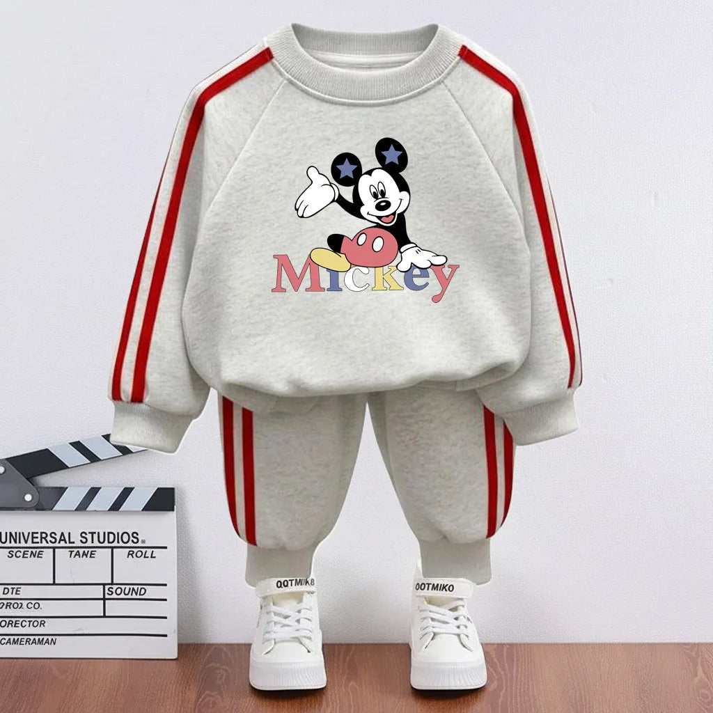 Boys and Girls Side Stripe Trousers Set Hoodie and Trousers 2-Piece Tracksuit