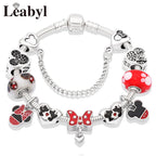 Pink Crystal Bead Charm Bracelet Colourful Enamel Handmade DIY Jewellery