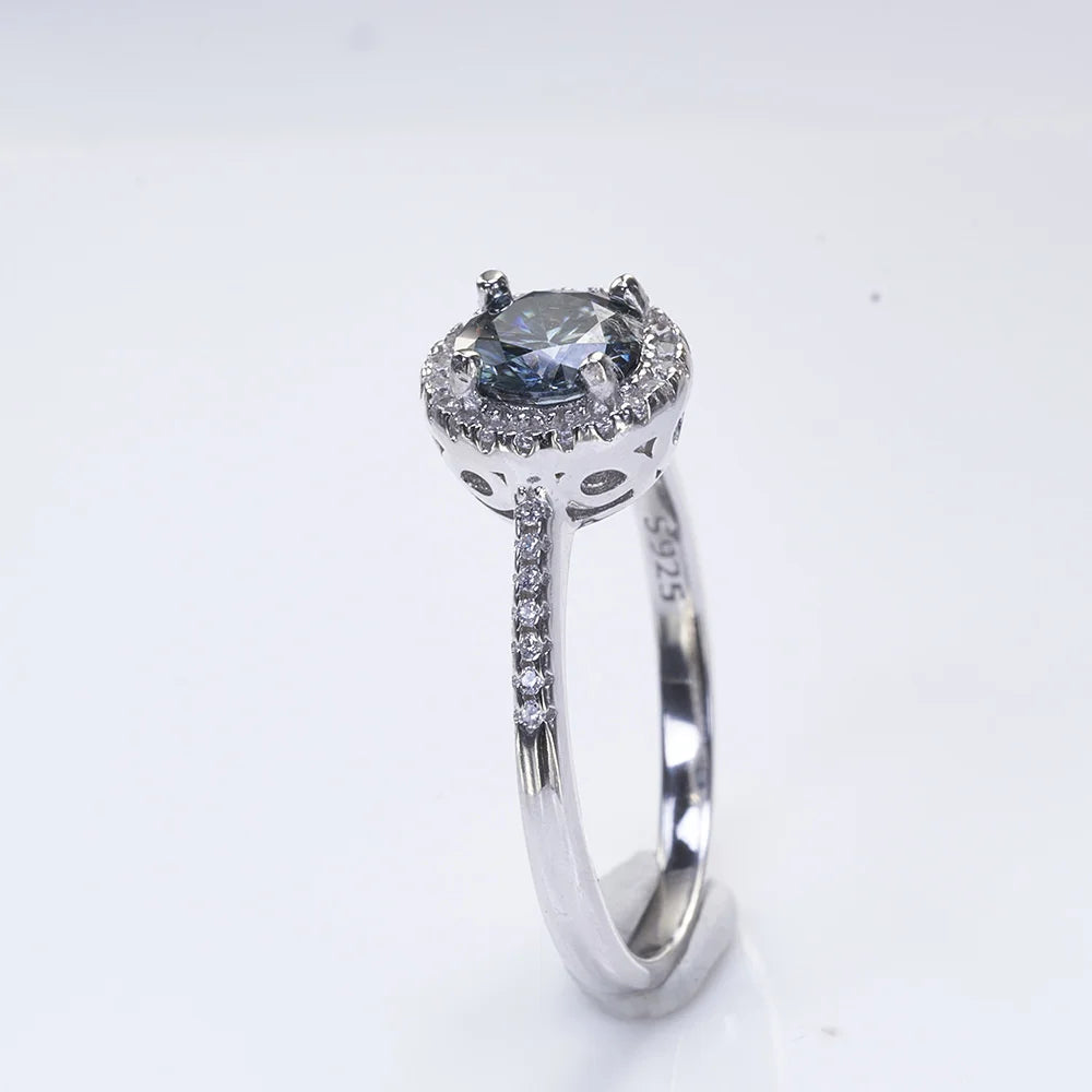 New Grey Color 1CT Moissanite Ladies Ring Silver 925 Jewerly For Women Fashion Engagement Wedding Diamond Party JewerlyRings