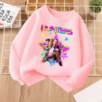 K-pop Girls Cartoon Print Casual Sweatshirt O-Neck Long Sleeve Fashion Top