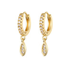 High Quality Stainless Steel Zircon Lightning Cross Hoop Earrings