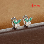 Stainless Steel Zircon Butterfly Minimal Hoop Earrings Gold Huggie