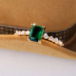 Delicate Small Rectangle Wedding Bands Silver Color Antique Silver Color Green Zircon Stone Engagement Thin Rings For Women Gift