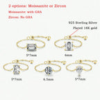 Certified Moissanite Chain Ring 1CT Oval Pear Cut Adjustable 925 Sterling Silver