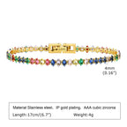 Colorful Tennis Bracelet Women, Cubic Zirconia Chain,stainless Steel CZ Link, Girlfriend Mom Gift