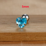 1PC Fashion Zircon Heart Helix Tragus Piercing Stud Earrings Steel