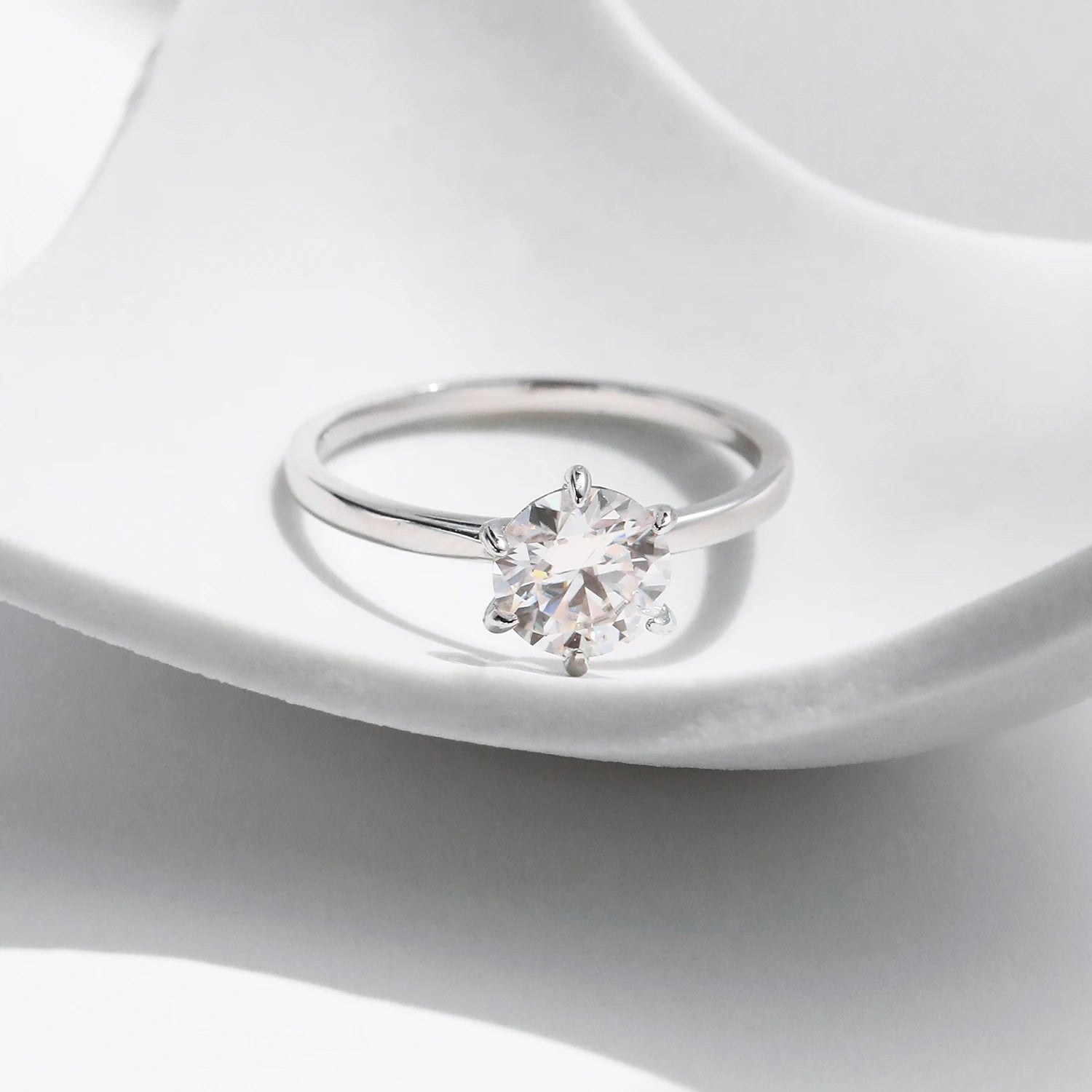 MODIAN 1CT Moissanite Lab Diamond Ring For Women 925 Sterling Silver Wedding Engagement Platinum Plated Fine Jewelry