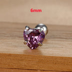 1PC Fashion Zircon Heart Helix Tragus Piercing Stud Earrings Steel