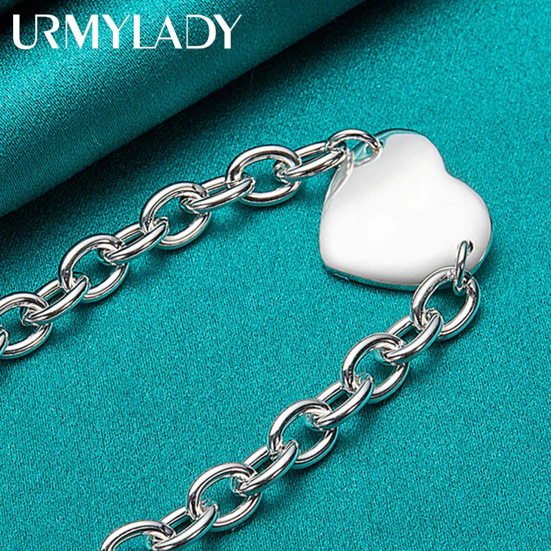 Heart Brand Pendant Bracelet 925 Sterling Silver Women Wedding Engagement