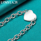 Heart Brand Pendant Bracelet 925 Sterling Silver Women Wedding Engagement