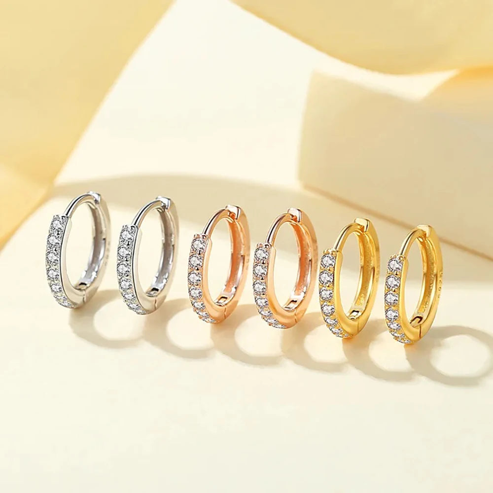 1 Pair Stainless Steel Cubic Zirconia Minimal Hoop Earrings Huggie