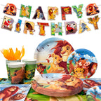 114pc Lion King Simba Birthday Party Tableware Set Banner Plates - Ship from UK