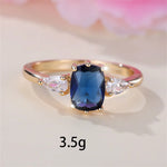 Royal Blue Stone Square Wedding Bands Gold Color Metal Minimalist Female White Zircon Promise Engagement Rings For Women Jewelry