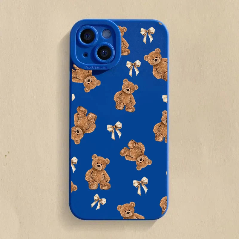 Cute Bow Bear Silicone Case for Xiaomi Mi 15 14T 13T Pro Poco F6 F5