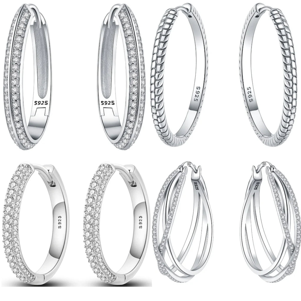 925 Sterling Silver U-shaped Simple Versatile Hoop Earrings Jewellery Gift