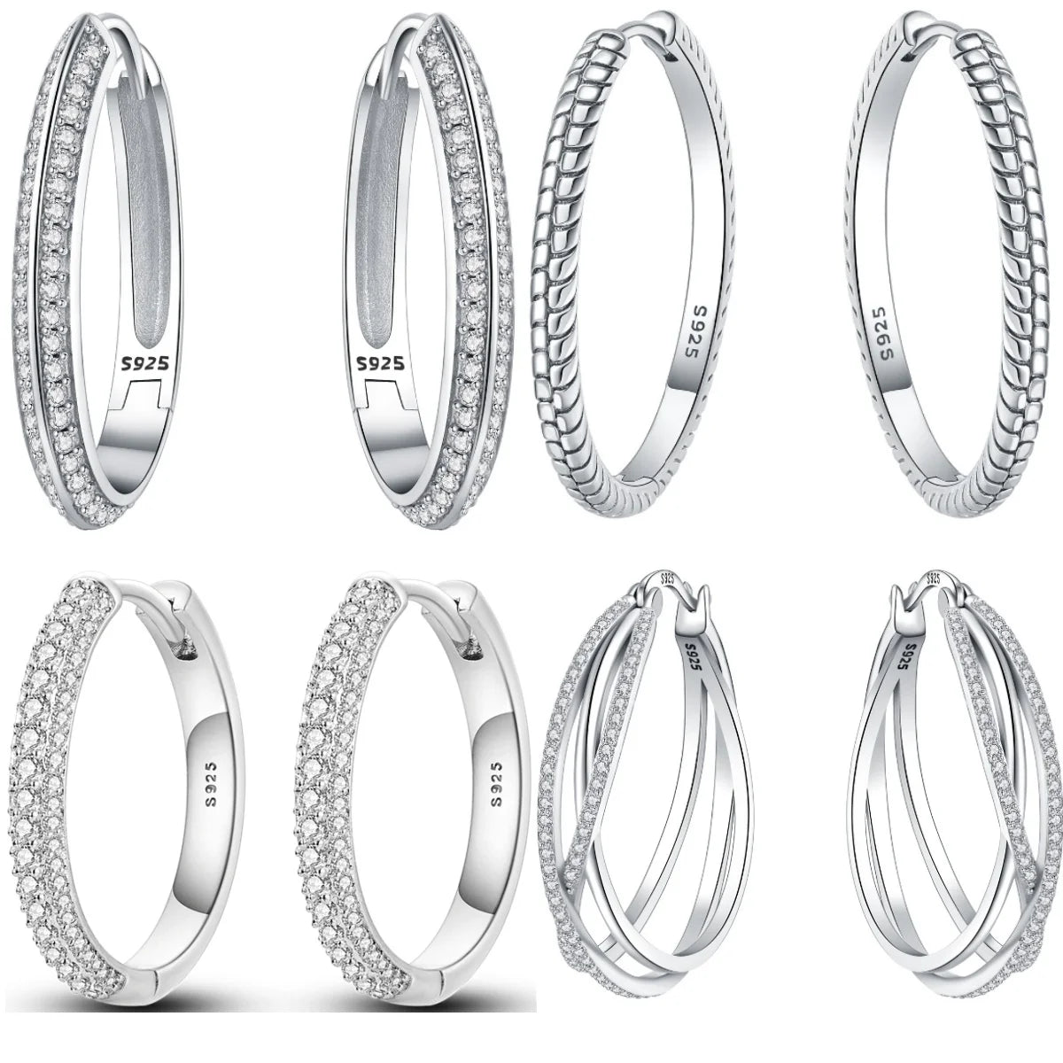 925 Sterling Silver U-shaped Simple Versatile Hoop Earrings Jewellery Gift